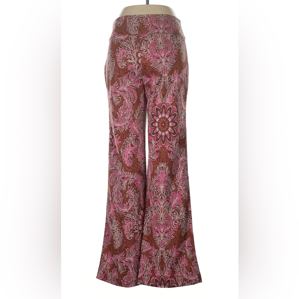 Anthropologie Maeve Floral Pink and Brown Bootcut Flare Wide Leg Pants, size 8 - Picture 2 of 6